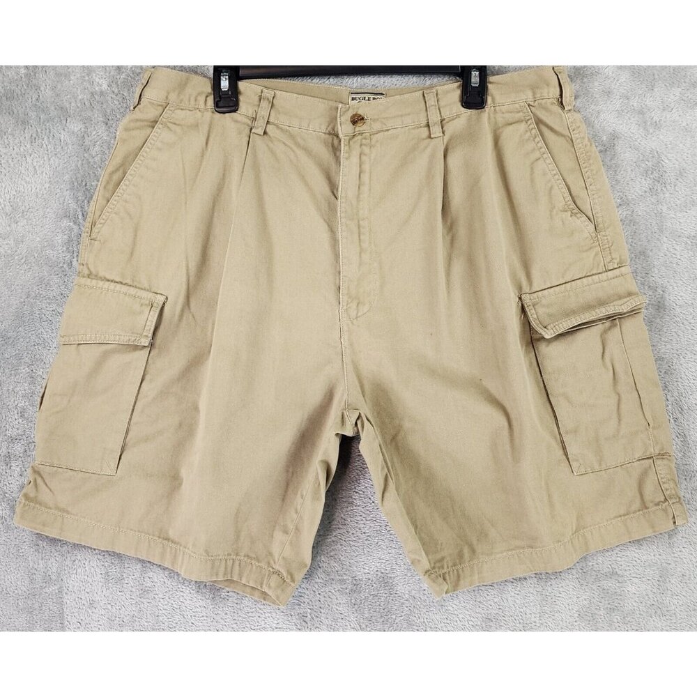 Bugle Boy Original Shorts Mens 40 Beige Khaki Pleated Vintage Casual Preppy Dad